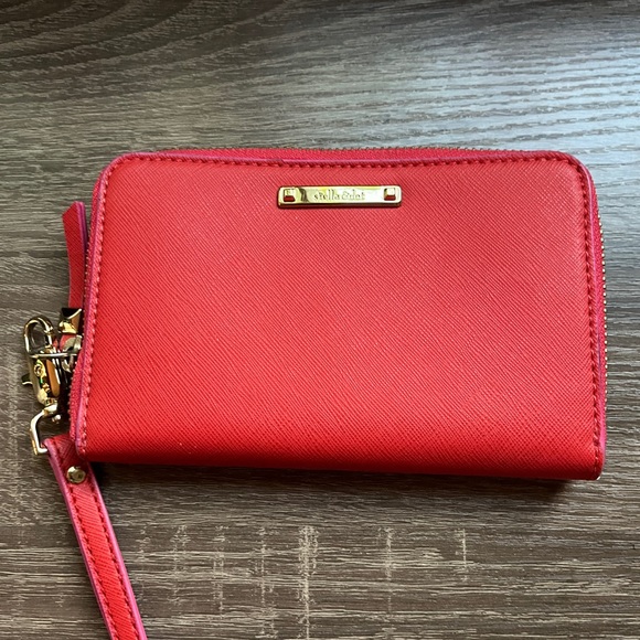 Stella & Dot Coral Red Wristlet Clutch Wallet - Picture 3 of 12